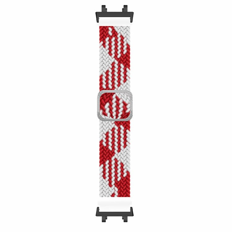 For Huami Amazfit Active Edge (A2212) Watch Band Braided Nylon Adjustable Straps - Red White