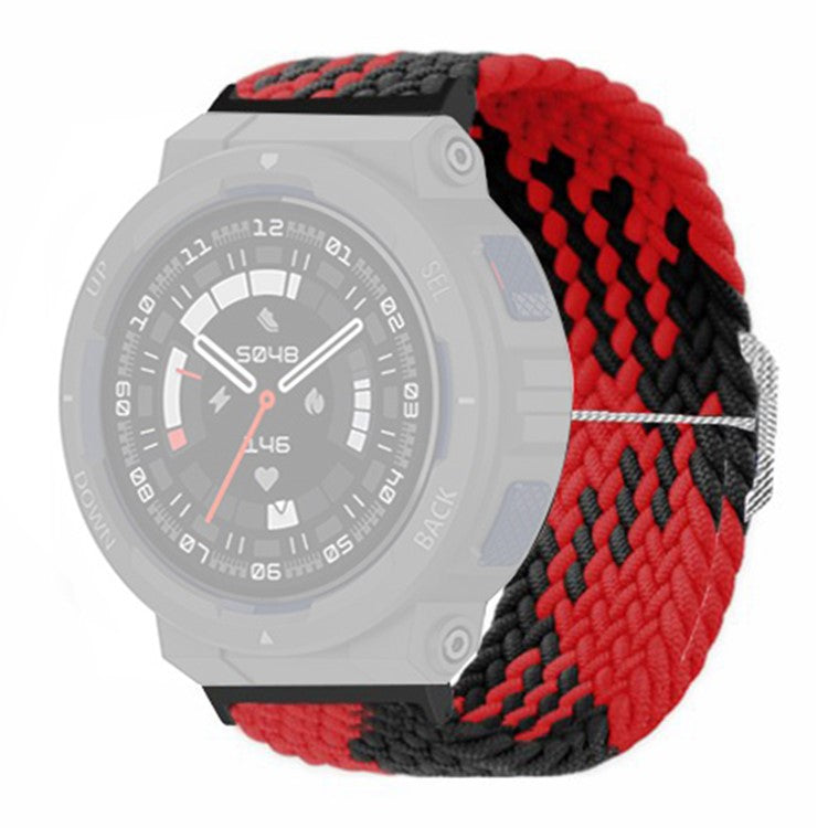 For Huami Amazfit Active Edge (A2212) Watch Band Braided Nylon Adjustable Straps - Red Black