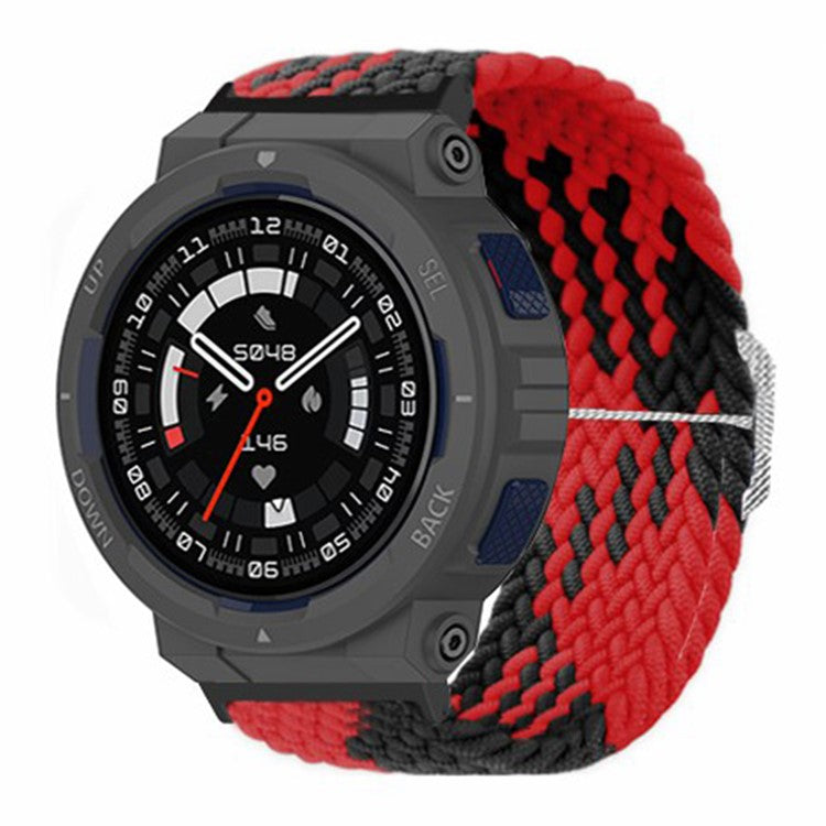 For Huami Amazfit Active Edge (A2212) Watch Band Braided Nylon Adjustable Straps - Red Black
