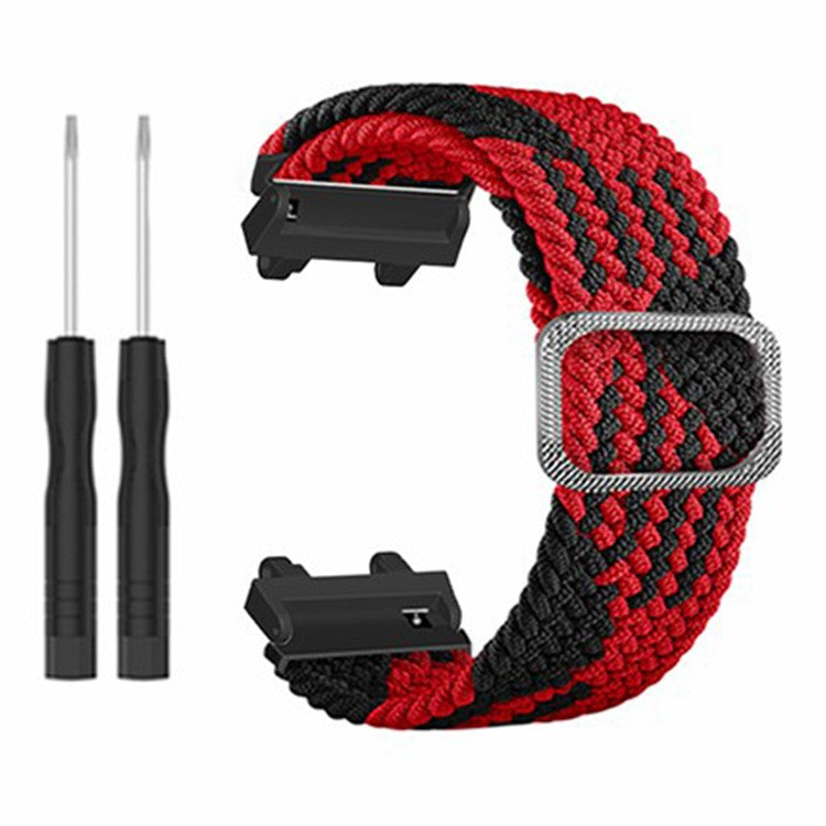 For Huami Amazfit Active Edge (A2212) Watch Band Braided Nylon Adjustable Straps - Red Black