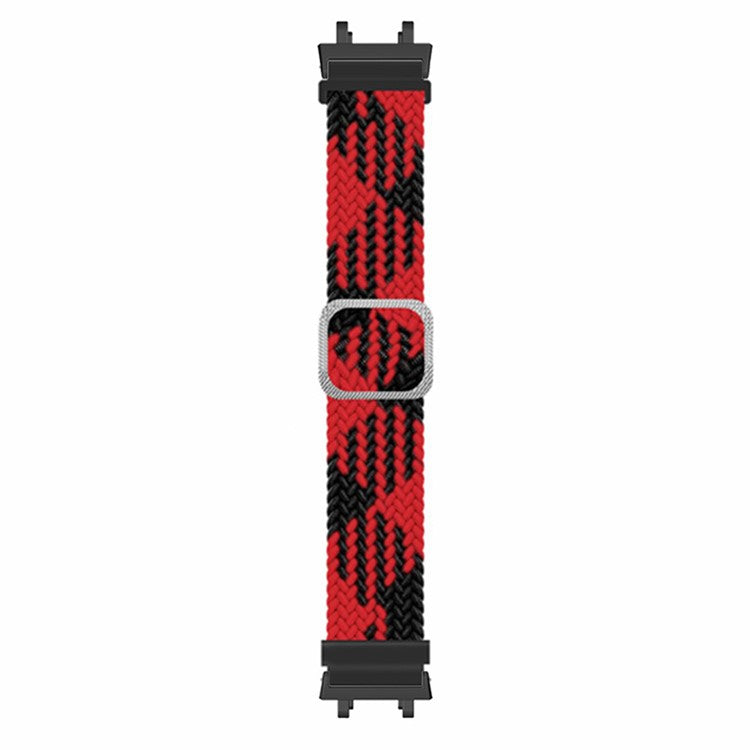 For Huami Amazfit Active Edge (A2212) Watch Band Braided Nylon Adjustable Straps - Red Black