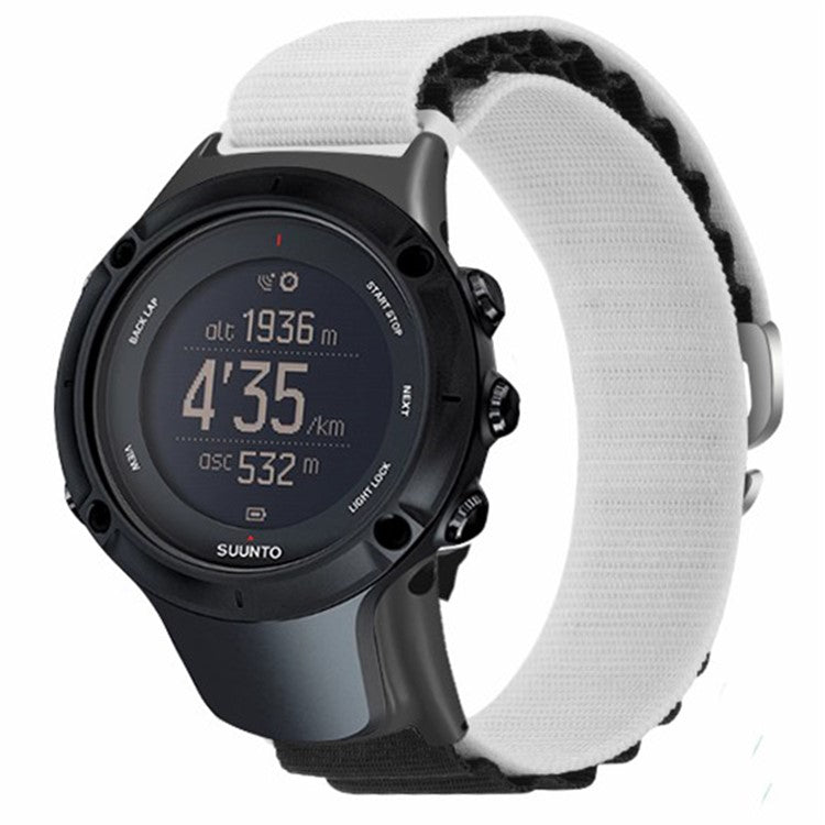 For Sunnto Ambit 3 / Ambit 3 Sport / Ambit 3 Run Peak Loop Nylon Bands Sport Nylon Replacement Strap - White+Black
