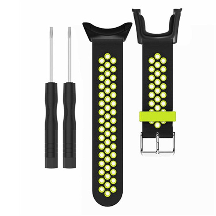 For Sunnto Ambit 3 / Ambit 3 Sport / Ambit 3 Run Watch Band Silicone Breathable Wristband - Black+Green