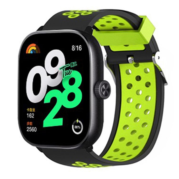 For Xiaomi Redmi Watch 4 Dual Color Silicone Watch Band Wrist Strap - Black+Green