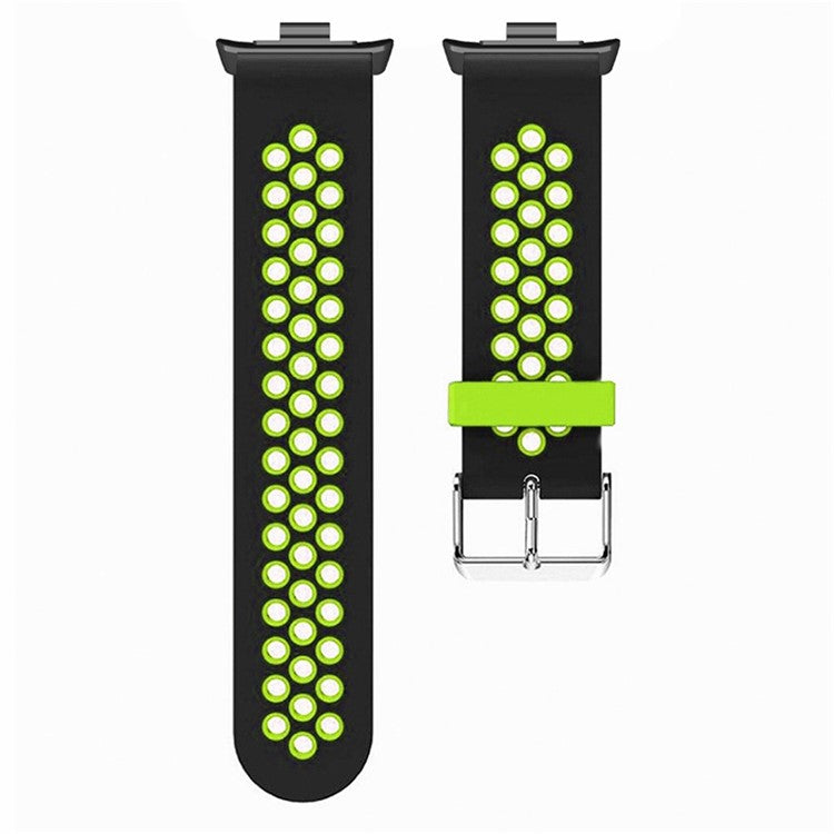 For Xiaomi Redmi Watch 4 Dual Color Silicone Watch Band Wrist Strap - Black+Green