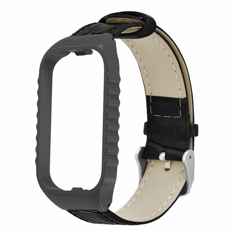 For Xiaomi Smart Band 8 Active Watch Band Bamboo Texture Wrist Strap with Watch Case - Black