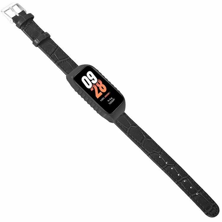 For Xiaomi Smart Band 8 Active Watch Band Bamboo Texture Wrist Strap with Watch Case - Black