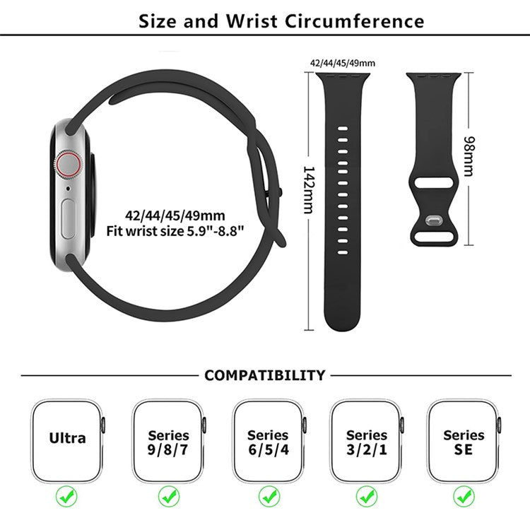 KALEBOL For Apple Watch 10 46mm / Ultra 2 / Ultra 49mm / 9 8 7 45mm / SE (2023) SE (2022) SE 6 5 4 44mm / 3 2 1 42mm Silicone Watch Band, Size: L - Green