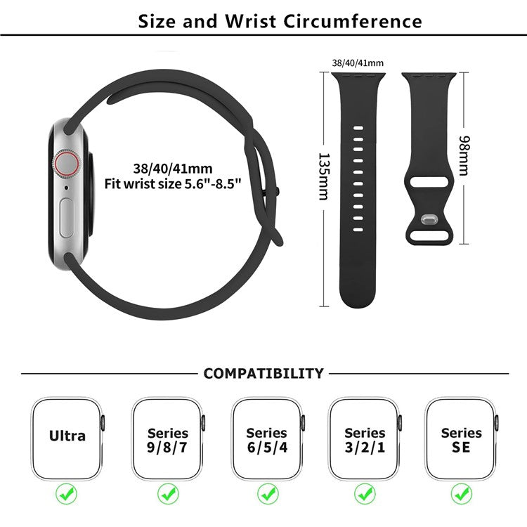 KALEBOL Watch Band for Apple Watch Series 10 42mm / 9 8 7 41mm / SE (2023) SE (2022) SE 6 5 4 40mm / 3 2 1 38mm Silicone Sport Bands, Size: L - Green