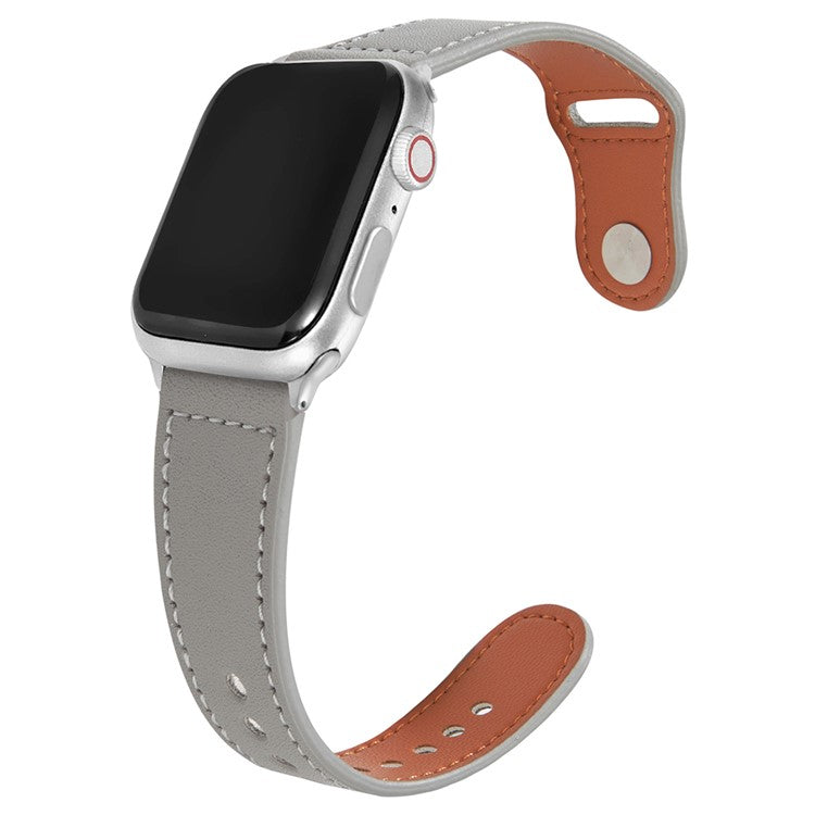 For Apple Watch 10 46mm / Ultra 2 / Ultra 49mm / 9 8 7 45mm / SE (2023) SE (2022) SE 6 5 4 44mm / 3 2 1 42mm Genuine Cow Leather Watchband - Grey