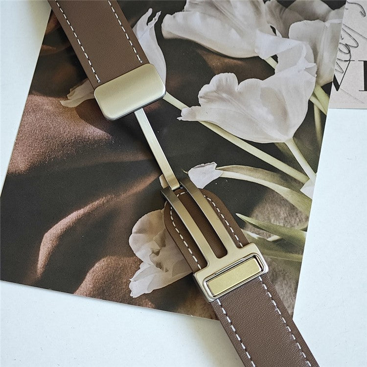 22mm Universal Replacement Wrist Band Magnetic Cow Leather Strap - White