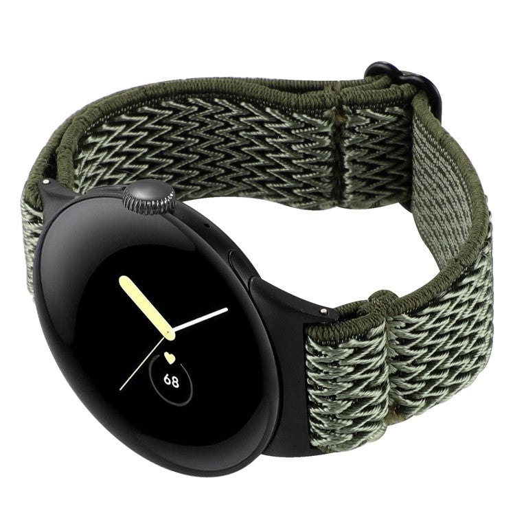 For Google Pixel Watch 3 41mm / Watch 2 / Pixel Watch Nylon Braided Watch Band Wave Wrist Strap - Green