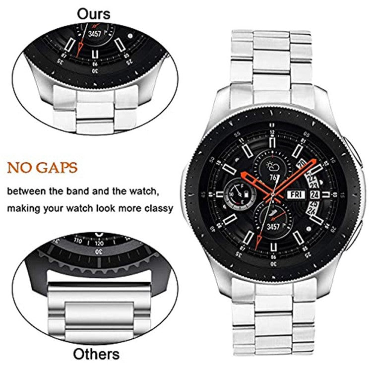 For Huawei Watch GT 4 46mm Watch Band Three Beads Stainless Steel Strap Replacement - Black