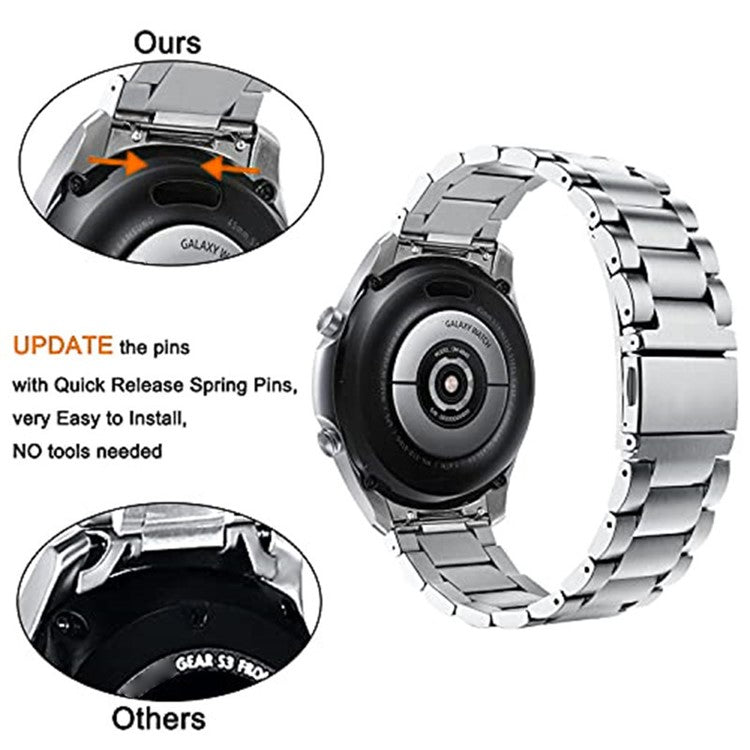 For Huawei Watch GT 4 46mm Watch Band Three Beads Stainless Steel Strap Replacement - Black