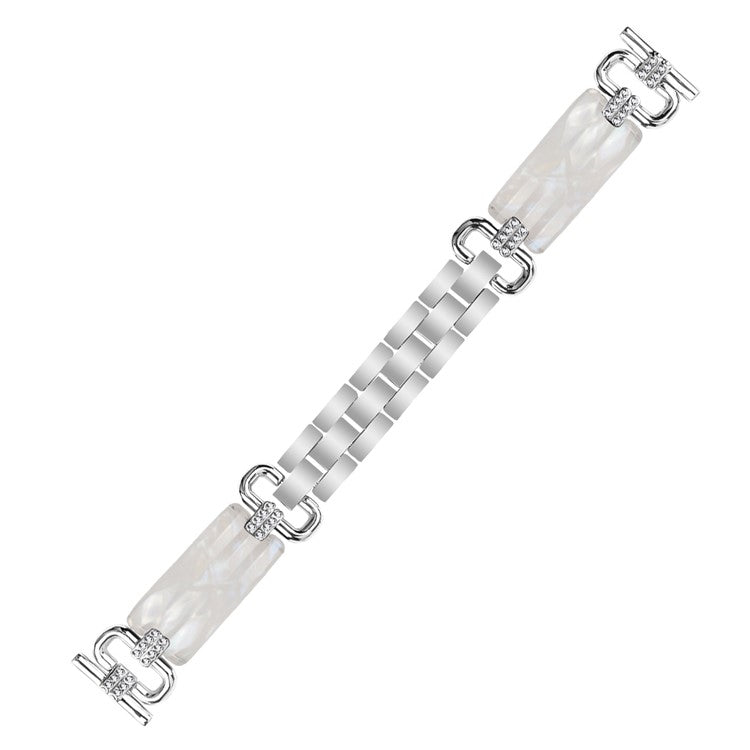 For TicWatch 2 / E / C2 (Black / Silver Dial) Resin Strap Rhinestone Decor Bracelet Watch Band - Silver / Pearl White