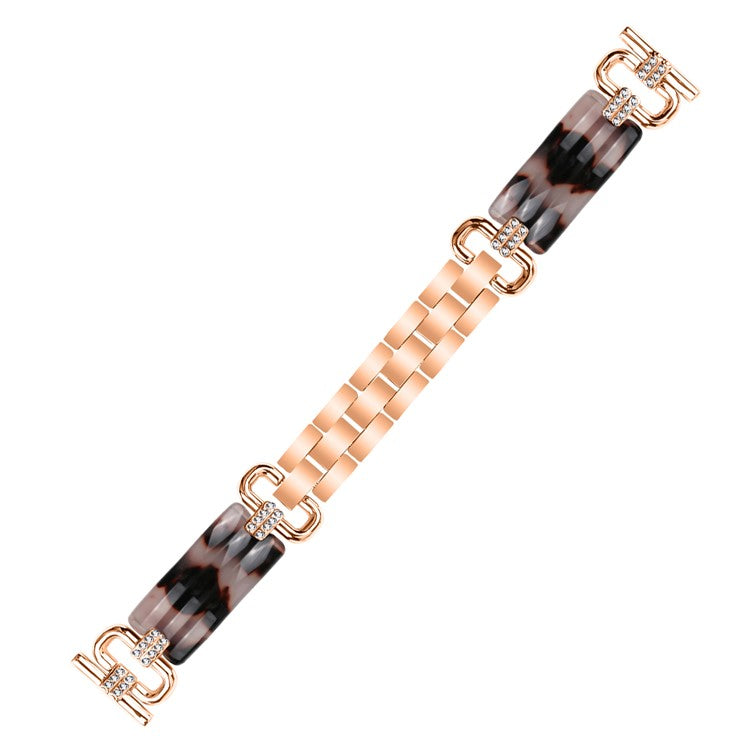 For Huami Amazfit Cheetah Pro Rhinestone Decor Resin Strap Stylish Smartwatch Wrist Band - Rose Gold / Brown+Pink