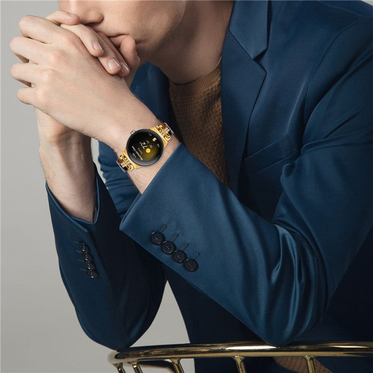 For Google Pixel Watch Bracelet Strap Resin+Rhinestone Watch Band - Gold+Black