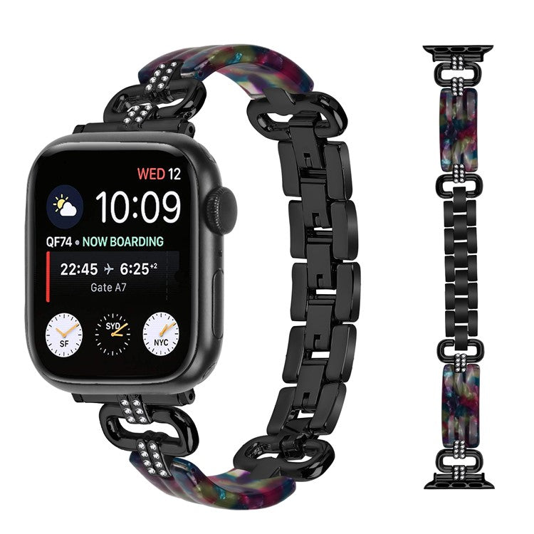 For Apple Watch 10 46mm / Ultra 2 / Ultra 49mm / 9 8 7 45mm / SE (2023) SE (2022) SE 6 5 4 44mm / 3 2 1 42mm Resin Band Strap - Black
