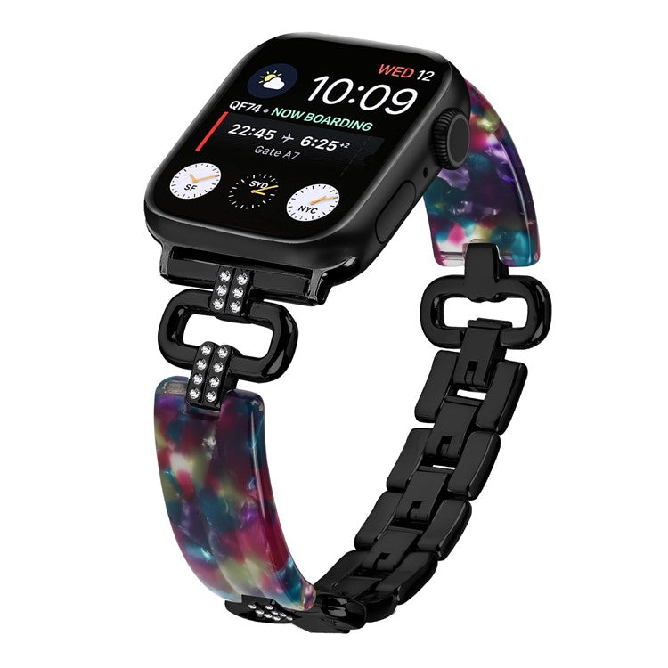 For Apple Watch 10 46mm / Ultra 2 / Ultra 49mm / 9 8 7 45mm / SE (2023) SE (2022) SE 6 5 4 44mm / 3 2 1 42mm Resin Band Strap - Black