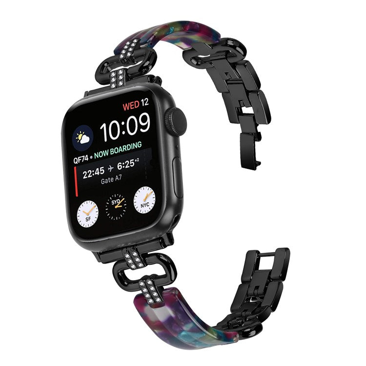 For Apple Watch 10 46mm / Ultra 2 / Ultra 49mm / 9 8 7 45mm / SE (2023) SE (2022) SE 6 5 4 44mm / 3 2 1 42mm Resin Band Strap - Black