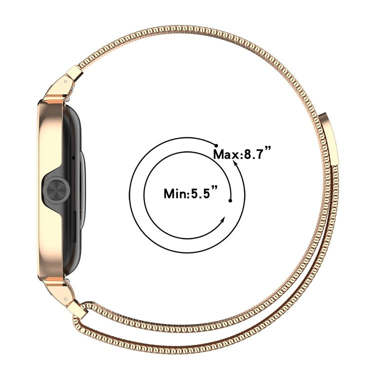 For Xiaomi Redmi Watch 4 Stainless Steel Milanese Watch Strap with Metal Case - Rose Gold