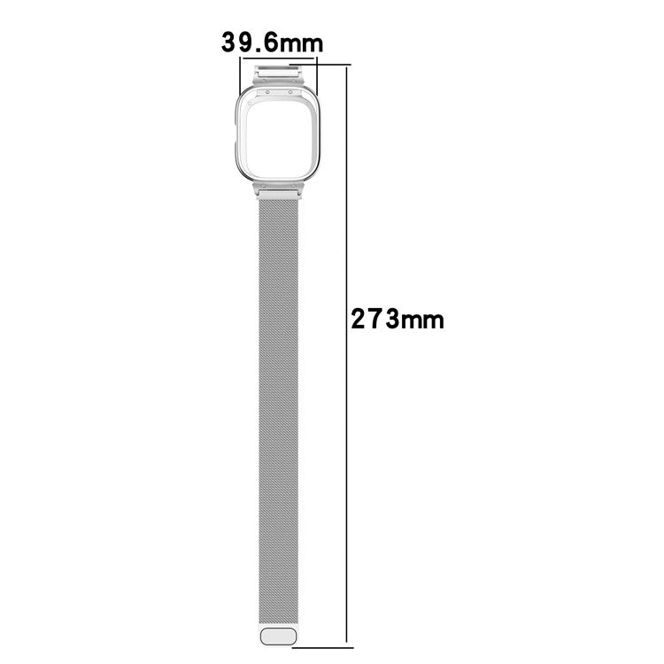 For Xiaomi Redmi Watch 4 Stainless Steel Milanese Watch Strap with Metal Case - Rose Gold