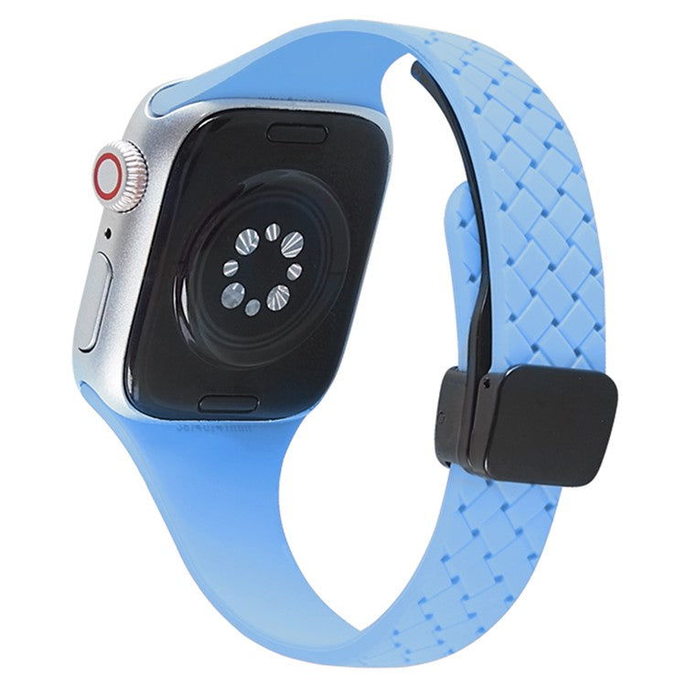 Watch Band for Apple Watch Series 10 42mm / 9 8 7 41mm / SE (2023) SE (2022) SE 6 5 4 40mm / 3 2 1 38mm Silicone Watch Band Magnetic Buckle - Mist Blue