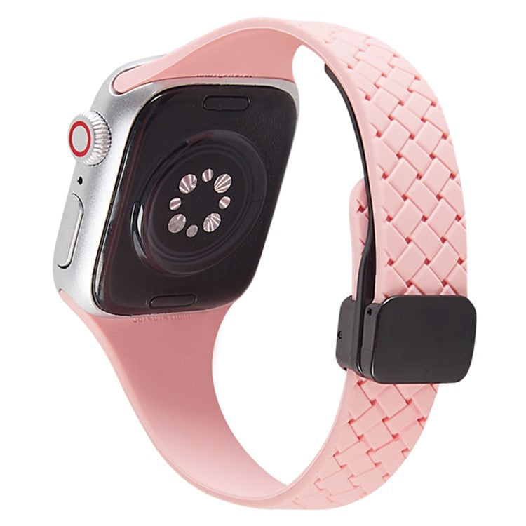 For Apple Watch 10 46mm / Ultra 2 / Ultra 49mm / 9 8 7 45mm / SE (2023) SE (2022) SE 6 5 4 44mm / 3 2 1 42mm Silicone Watch Strap - Light Pink