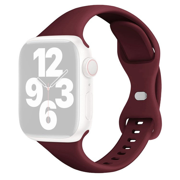 For Apple Watch 10 46mm / Ultra 2 / Ultra 49mm / 9 8 7 45mm / SE (2023) SE (2022) SE 6 5 4 44mm / 3 2 1 42mm Silicone Watch Strap - Wine Red