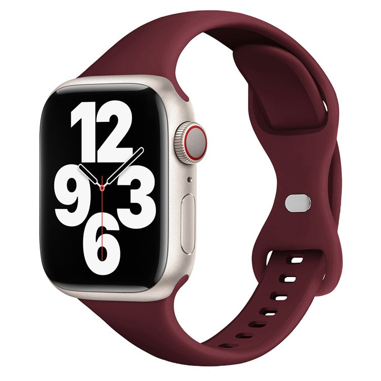 For Apple Watch 10 46mm / Ultra 2 / Ultra 49mm / 9 8 7 45mm / SE (2023) SE (2022) SE 6 5 4 44mm / 3 2 1 42mm Silicone Watch Strap - Wine Red