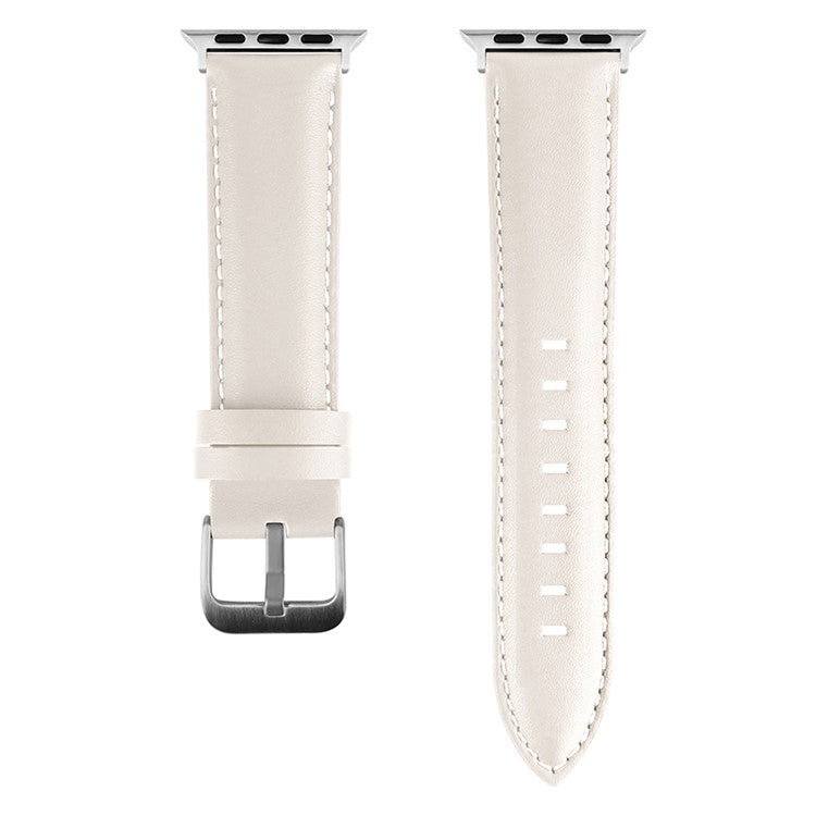 Watch Band for Apple Watch Series 10 42mm / 9 8 7 41mm / SE (2023) SE (2022) SE 6 5 4 40mm / 3 2 1 38mm Classic Cow Leather Strap - White