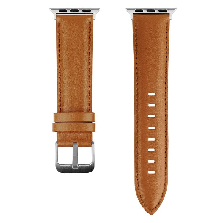 Watch Band for Apple Watch Series 10 42mm / 9 8 7 41mm / SE (2023) SE (2022) SE 6 5 4 40mm / 3 2 1 38mm Classic Cow Leather Strap - Brown