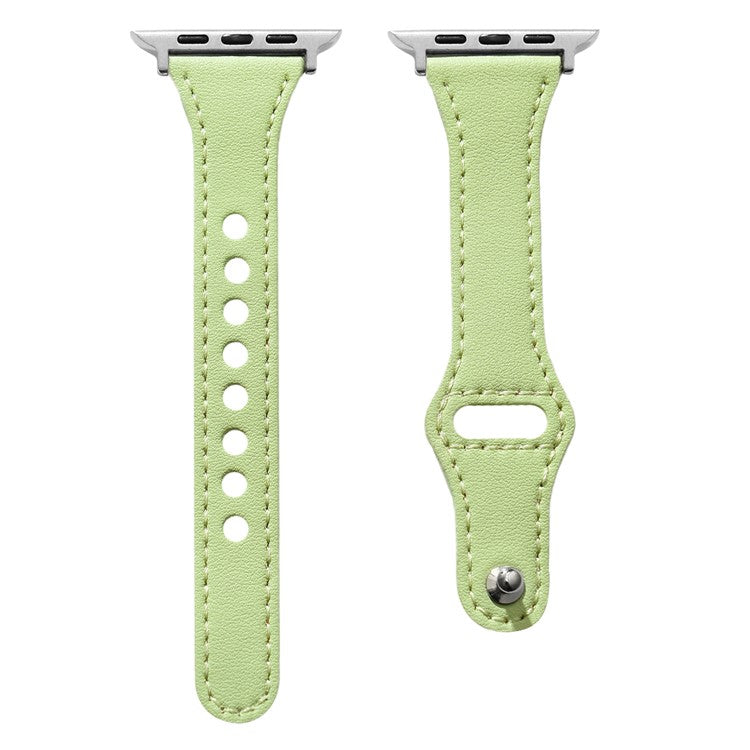 Watch Strap for Apple Watch Series 10 42mm / 9 8 7 41mm / SE (2023) SE (2022) SE 6 5 4 40mm / 3 2 1 38mm Leather Watch Band with Button Buckle - Green