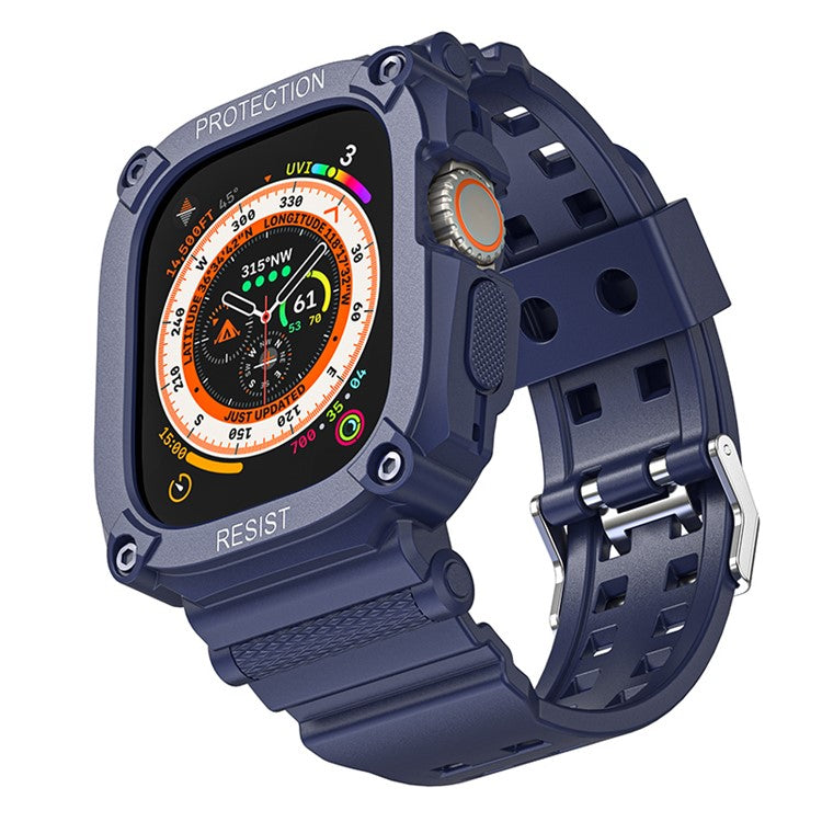 TPU Watch Strap for Apple Watch Ultra 49mm Integral Watch Band with Case - Midnight Blue