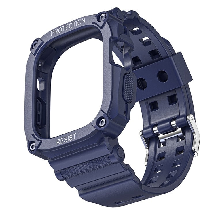 TPU Watch Strap for Apple Watch Ultra 49mm Integral Watch Band with Case - Midnight Blue