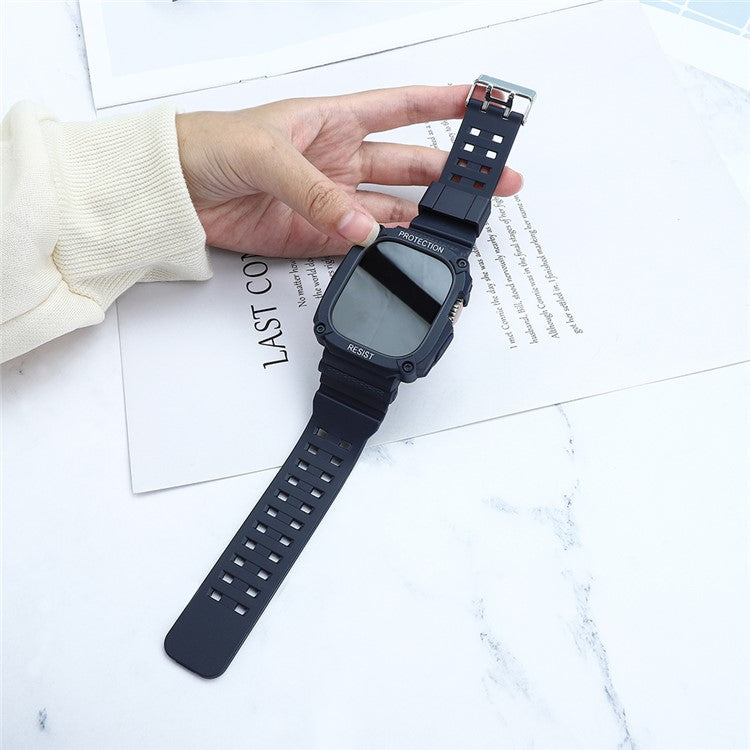 TPU Watch Strap for Apple Watch Ultra 49mm Integral Watch Band with Case - Midnight Blue