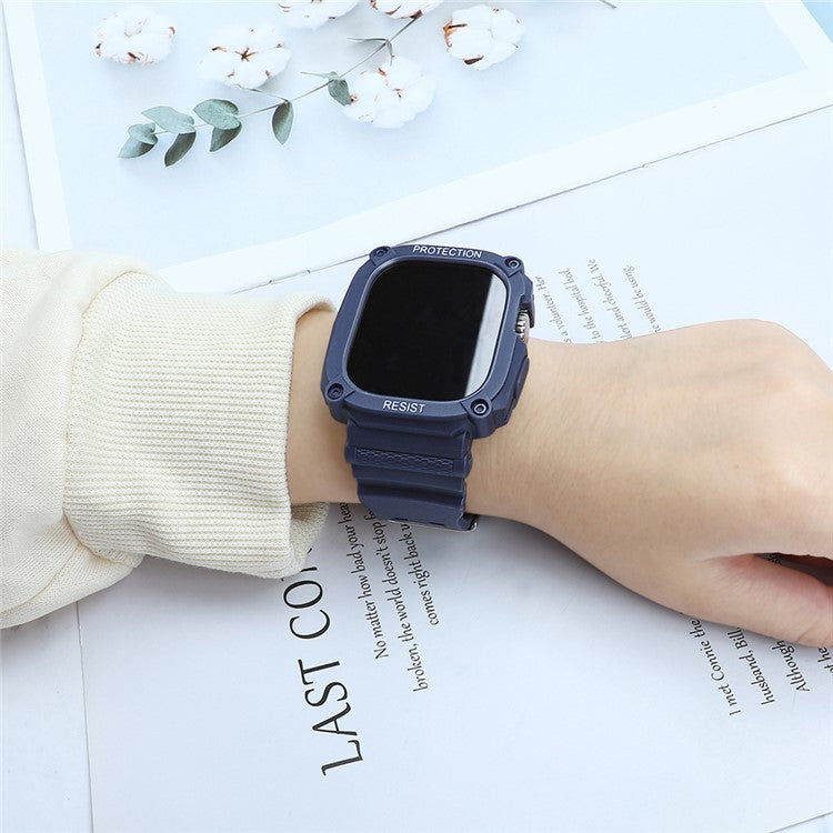 TPU Watch Strap for Apple Watch Ultra 49mm Integral Watch Band with Case - Midnight Blue