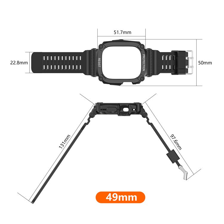 TPU Watch Strap for Apple Watch Ultra 49mm Integral Watch Band with Case - Midnight Blue