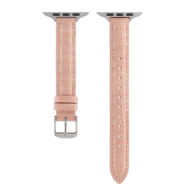 Crocodile Texture Leather Strap Strap for Apple Watch Series 10 42mm / 9 8 7 41mm / SE (2023) SE (2022) SE 6 5 4 40mm / 3 2 1 38mm Wrist Band - Pink