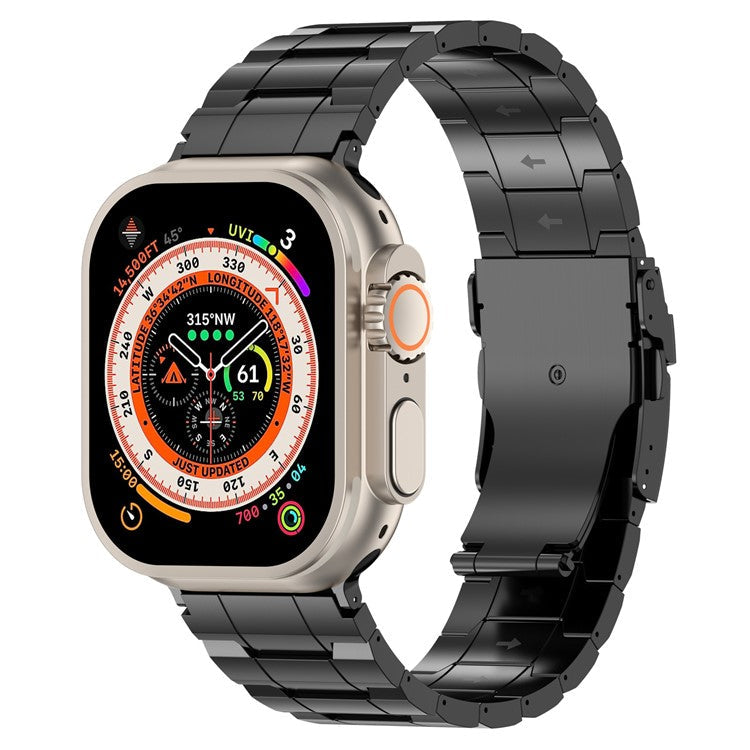 For Apple Watch 10 46mm / Ultra 2 / Ultra 49mm / 9 8 7 45mm / SE (2023) SE (2022) SE 6 5 4 44mm / 3 2 1 42mm Titanium Steel Watch Band - Black