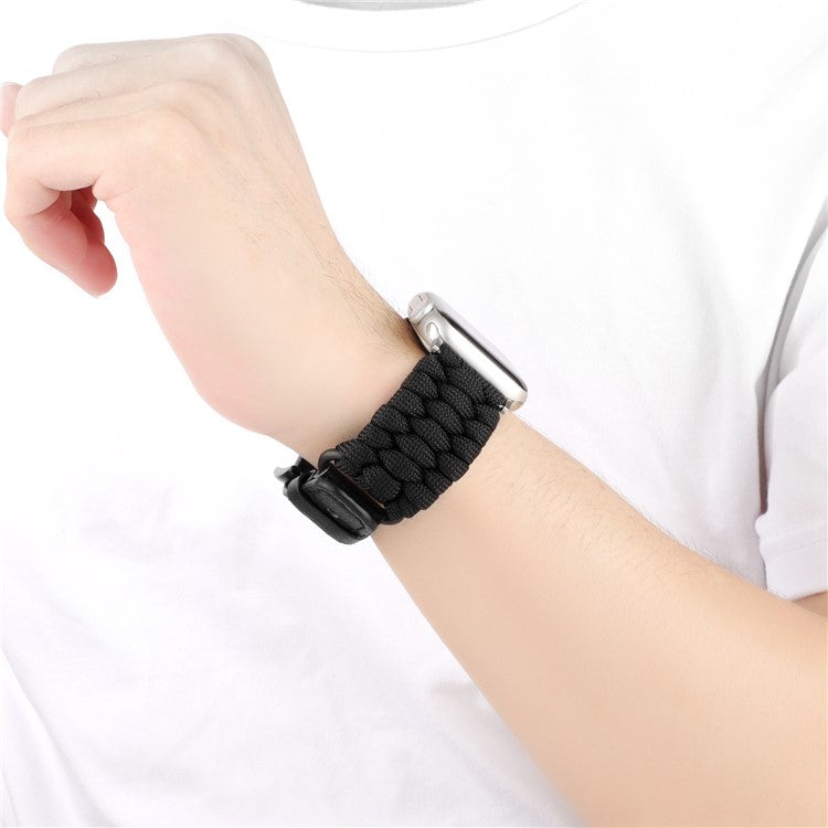 For Apple Watch 10 46mm / Ultra 2 / Ultra 49mm / 9 8 7 45mm / SE (2023) SE (2022) SE 6 5 4 44mm / 3 2 1 42mm Genuine Cow Watch Band - Black