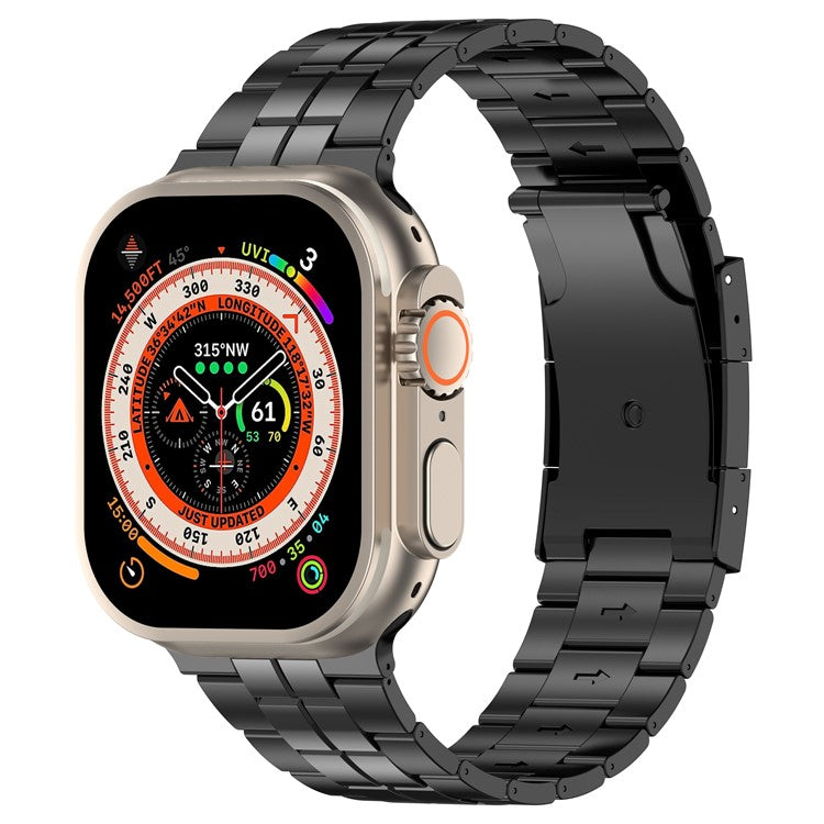 Titanium Steel Band for Apple Watch 10 46mm / Ultra 2 / Ultra 49mm / 9 8 7 45mm / SE (2023) SE (2022) SE 6 5 4 44mm / 3 2 1 42mm Strap - Black