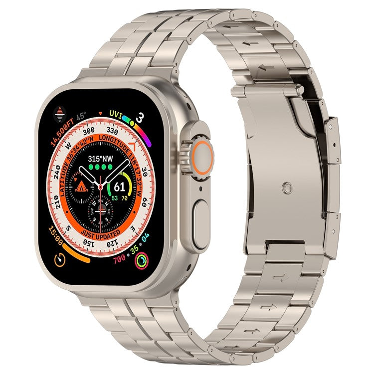 Titanium Steel Band for Apple Watch 10 46mm / Ultra 2 / Ultra 49mm / 9 8 7 45mm / SE (2023) SE (2022) SE 6 5 4 44mm / 3 2 1 42mm Strap - Starlight Color