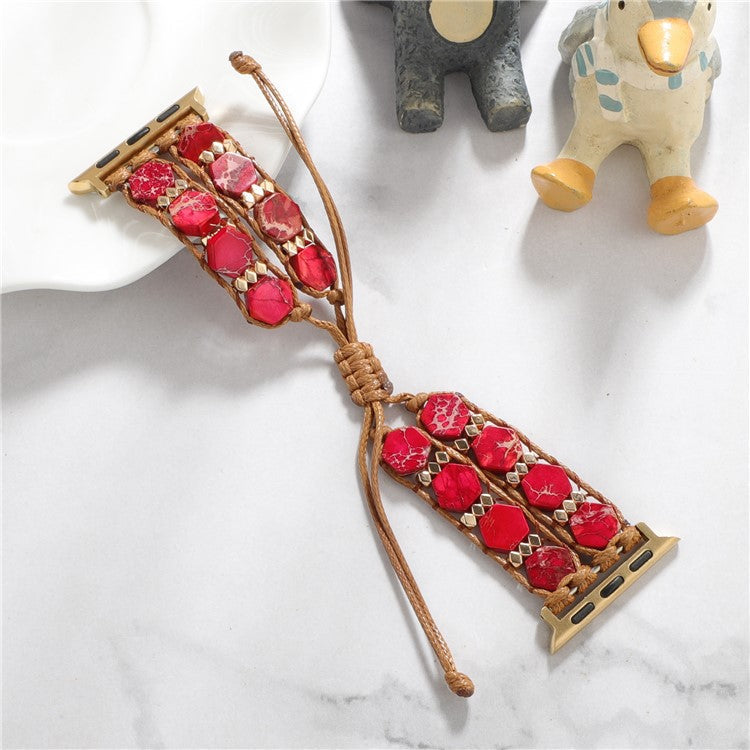 For Apple Watch 10 46mm / Ultra 2 / Ultra 49mm / 9 8 7 45mm / SE (2023) SE (2022) SE 6 5 4 44mm / 3 2 1 42mm Stone Watch Band - Red