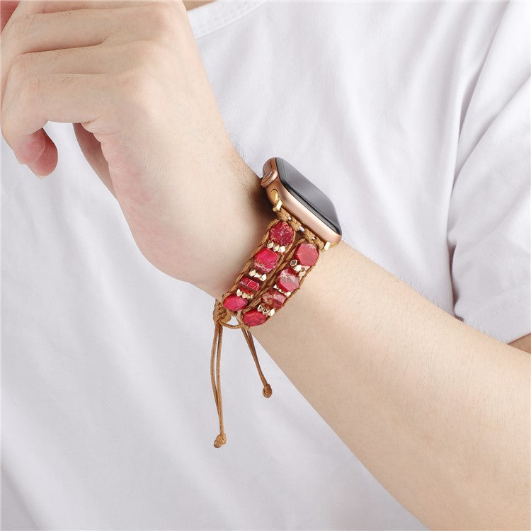 Strap for Apple Watch Series 10 42mm / 9 8 7 41mm / SE (2023) SE (2022) SE 6 5 4 40mm / 3 2 1 38mm Stone Watch Strap - Red