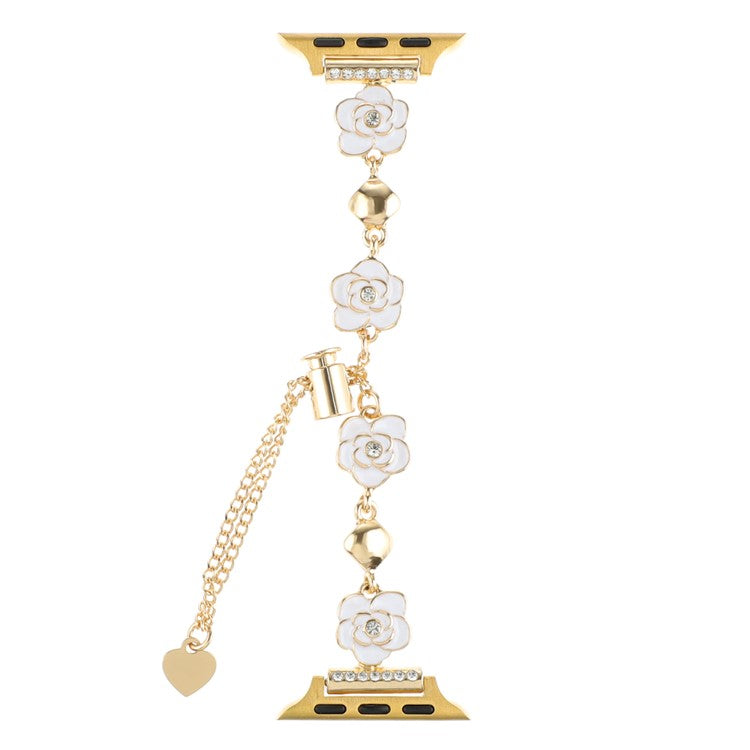 Strap for Apple Watch Series 10 42mm / 9 8 7 41mm / SE (2023) SE (2022) SE 6 5 4 40mm / 3 2 1 38mm Metal Watch Band - White / Gold