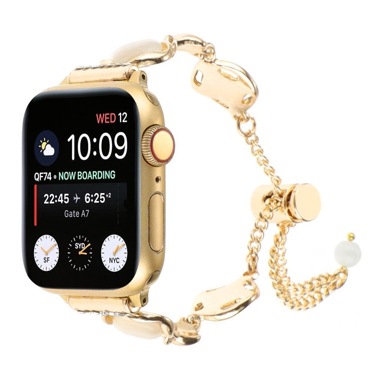 Strap for Apple Watch Series 10 42mm / 9 8 7 41mm / SE (2023) SE (2022) SE 6 5 4 40mm / 3 2 1 38mm Metal Chain Watch Strap - Gold