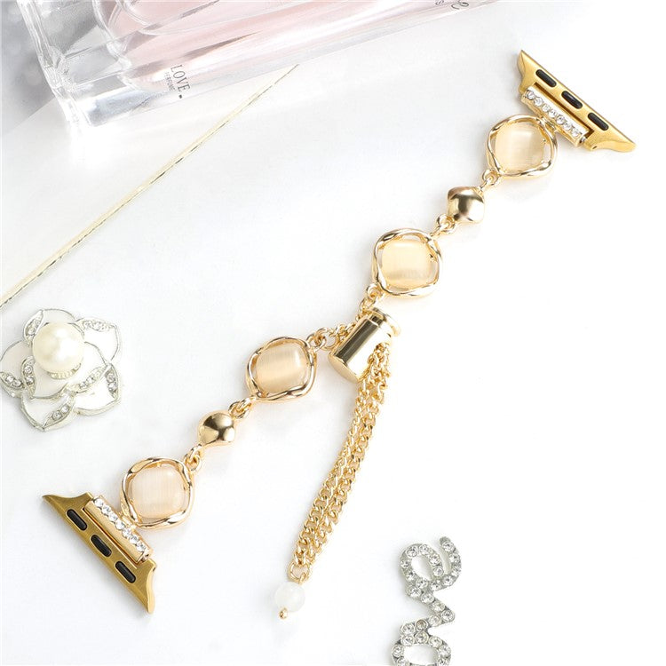 Strap for Apple Watch Series 10 42mm / 9 8 7 41mm / SE (2023) SE (2022) SE 6 5 4 40mm / 3 2 1 38mm Metal Chain Watch Strap - Gold