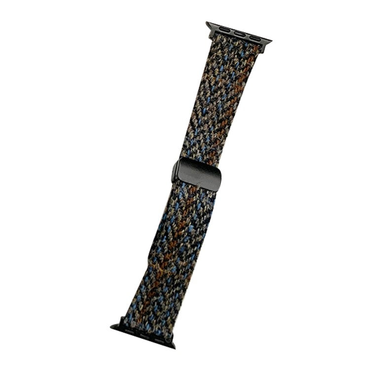 For Apple Watch Series 10 42mm / 9 8 7 41mm / SE (2023) SE (2022) SE 6 5 4 40mm / 3 2 1 38mm Magnetic Buckle Woolen Strap - Blue+Black
