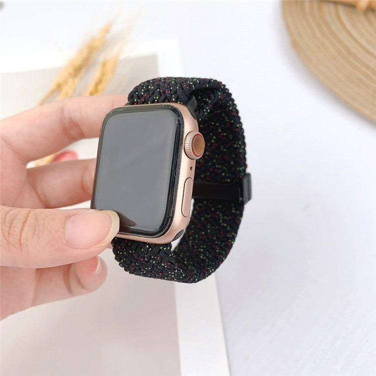 For Apple Watch Series 10 42mm / 9 8 7 41mm / SE (2023) SE (2022) SE 6 5 4 40mm / 3 2 1 38mm Nylon Strap Replacement - Starlight Black